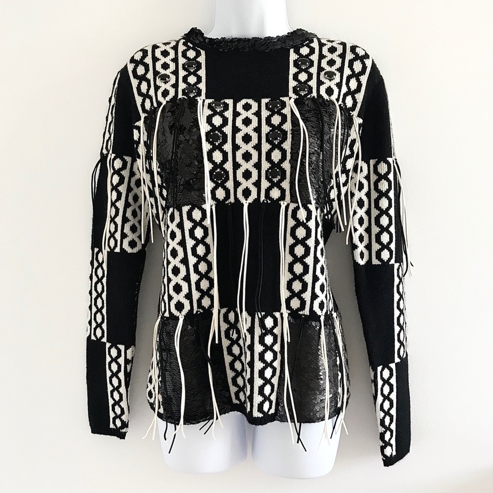 Glam Patchwork Italian Wool Blend Winter Sweater